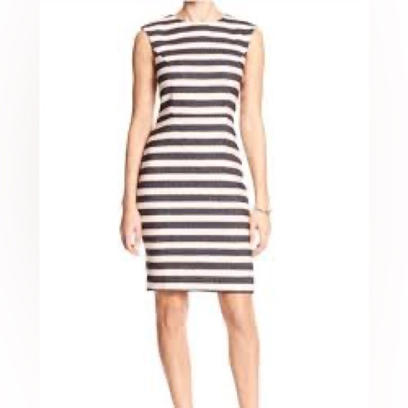 Bar III Dresses & Skirts - Bar III Striped Bodycon Mini Dress Charcoal Cream Size XS EUC